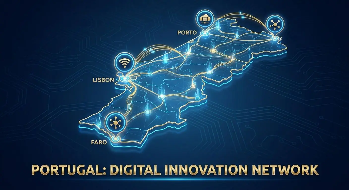Mapa de Portugal com presença física e digital da Solverde