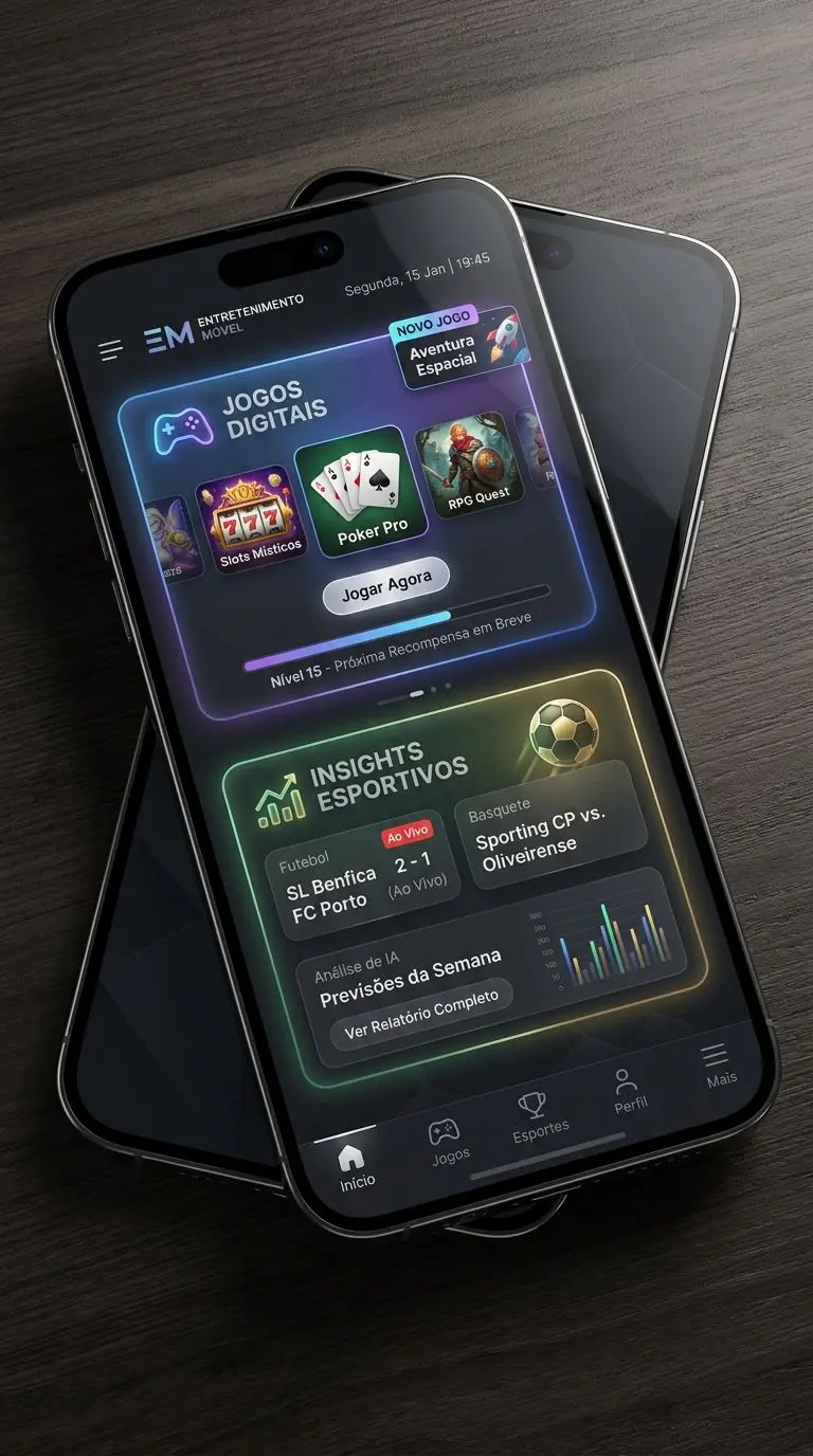 Funcionalidades principais da app Solverde Ecrã principal da app Solverde com áreas de Casino e Apostas