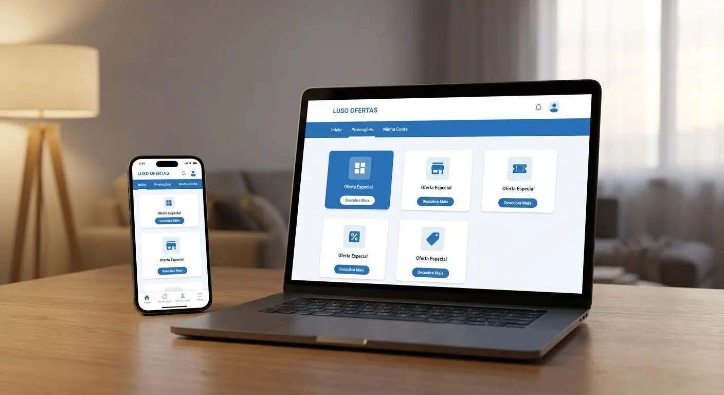 Secção de promoções na interface Solverde em computador e telemóvel