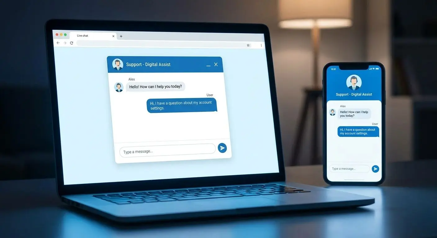 Interface de live chat com apoio ao cliente online