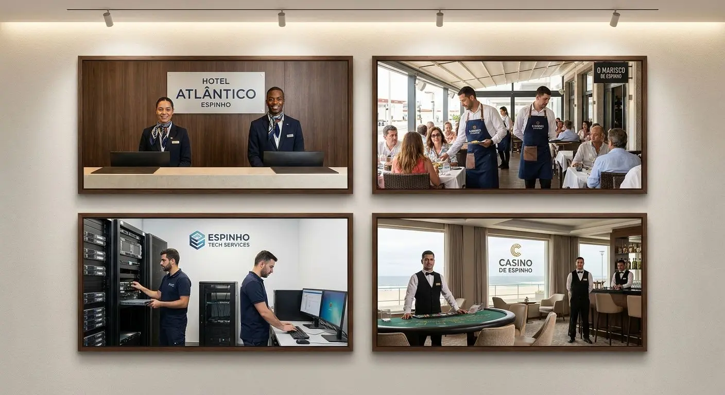Colagem de funções em hotelaria, receção e suporte em Espinho