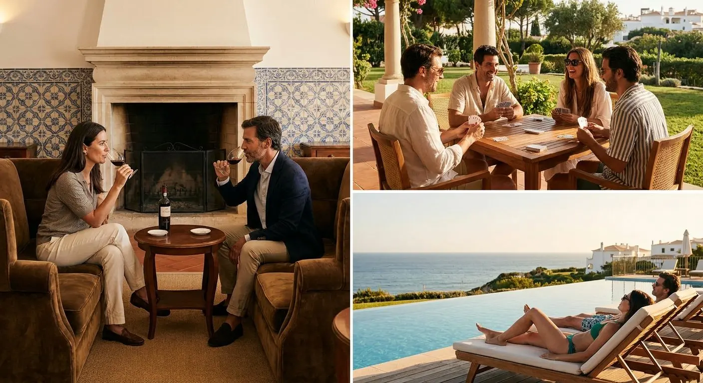 Diferentes perfis de visitantes em ambiente de hotel e entretenimento