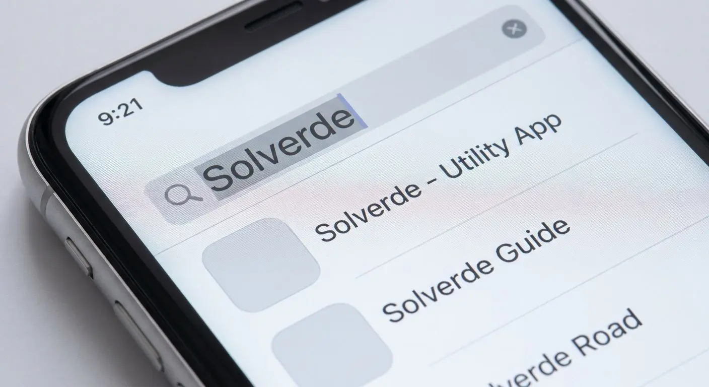 Pesquisa de Solverde na App Store no ecrã de um iPhone