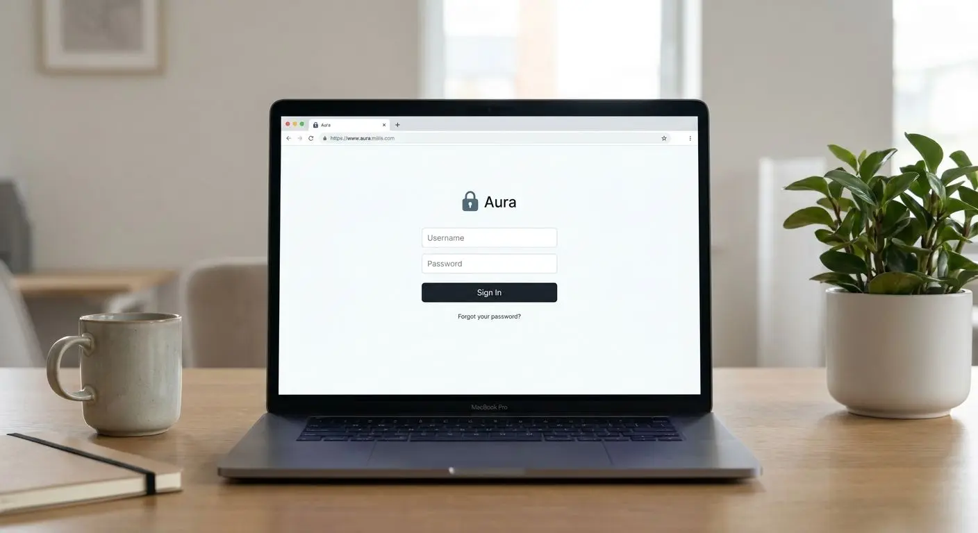 Página de login no site desktop com campos de utilizador e palavra-passe