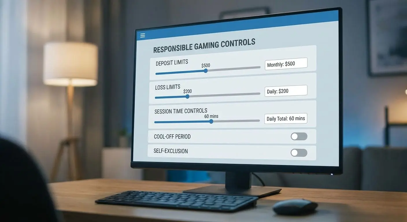 Painel de controlo com limites de depósito, perdas e tempo