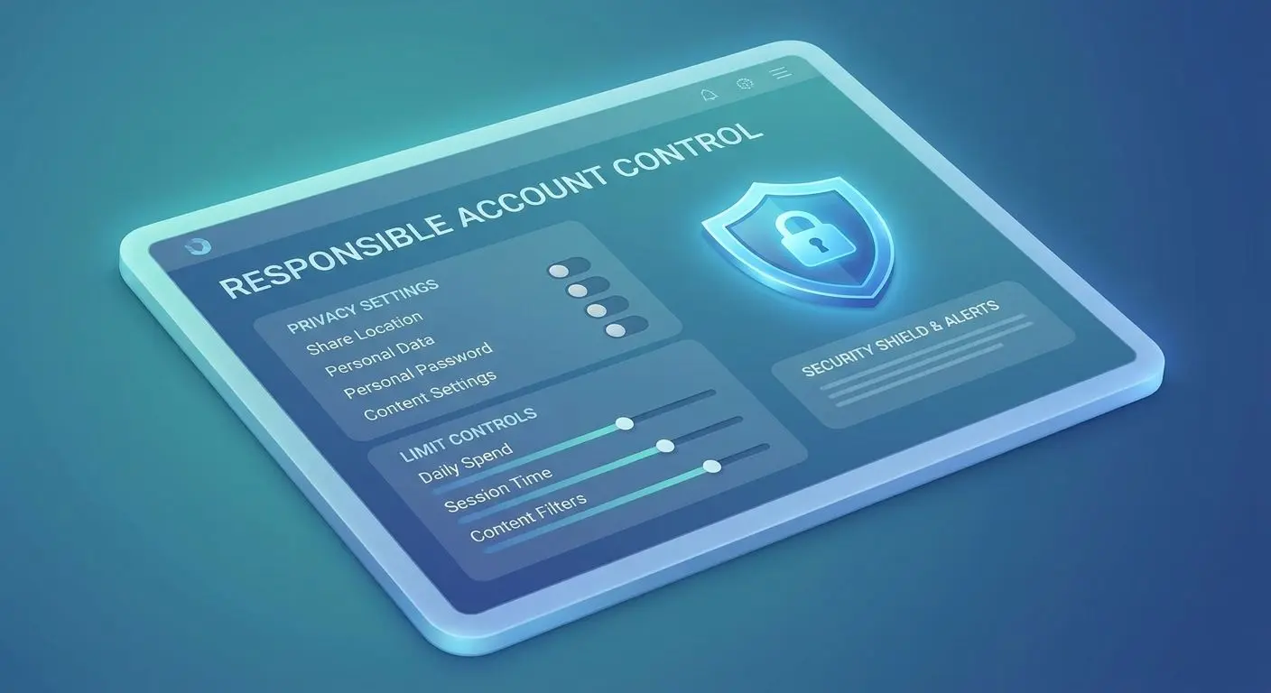 Ilustração de controlo de conta, privacidade e utilização responsável