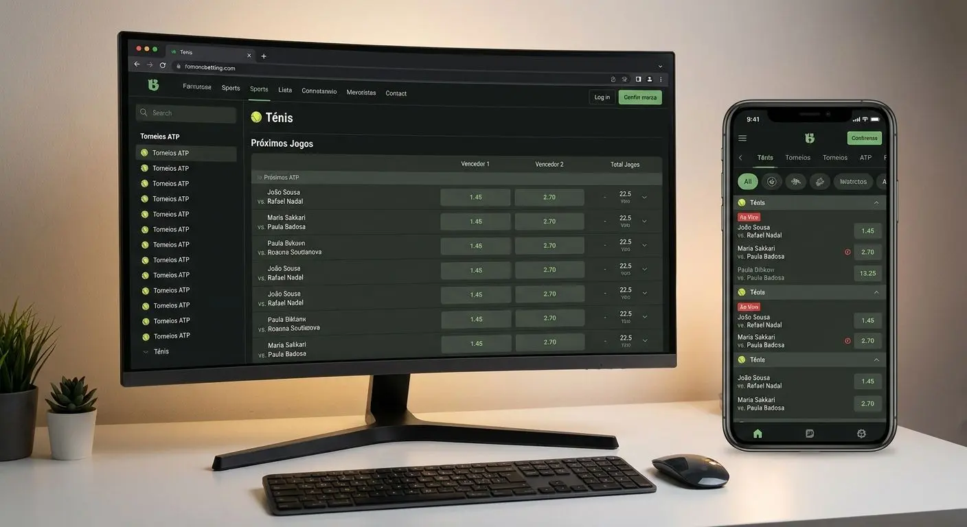 Interface de apostas em ténis da Solverde com jogos e quotas visíveis